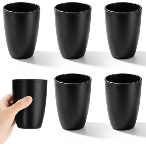 Lot de 6 Gobelet pour Brosse à Dents, Gobelets Rince-Bouche Noirs, Plastique de Qualité Alimentaire, Gobelet Plastique s pour Salle de Bain, pour Adultes et Enfants (1/5)