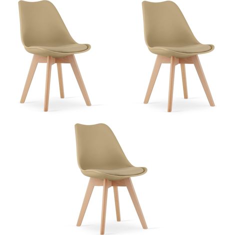 Sedia Mark - beige scuro / gambe naturali x 3 (1/5)