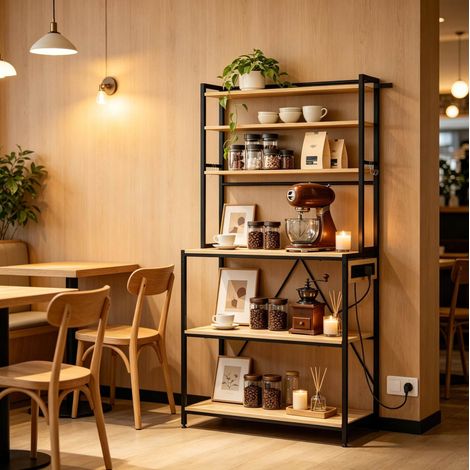 Scaffale da cucina con prese, 80 x 167 x 40 cm, rovere chiaro DESVIAE (1/5)