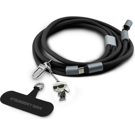 Universal Karl Lagerfeld CBD Ikonik Charm USB-C/USB-C Kabel-Lanyard Schwarz (1/4)