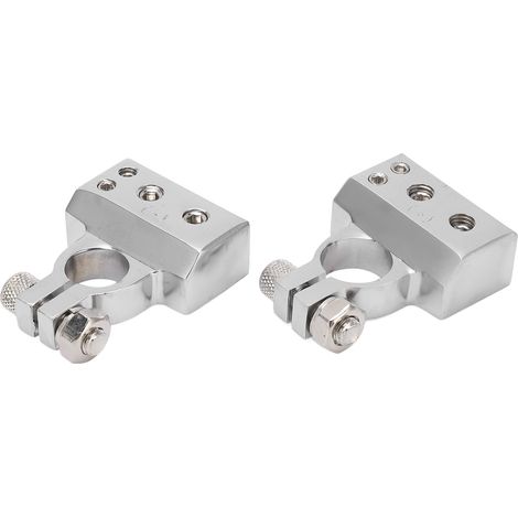 Paire de connecteurs de bornes de batterie automobile, borne supérieure négative et positive, alliage de zinc résistant à l'oxydation, argent (1/5)
