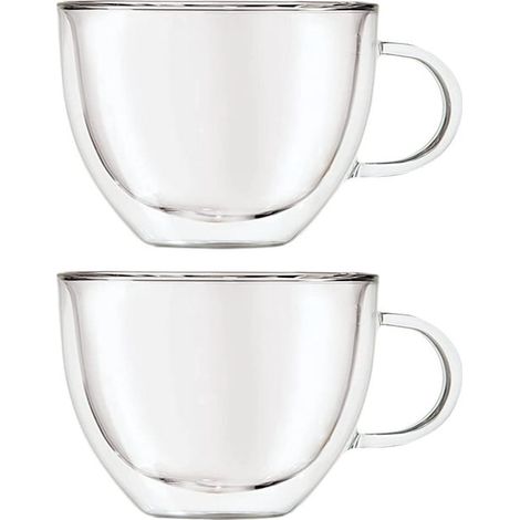 Lot de 2 mugs à cappuccino en verre borosilicate double paroi isolants 16 oz (1/5)