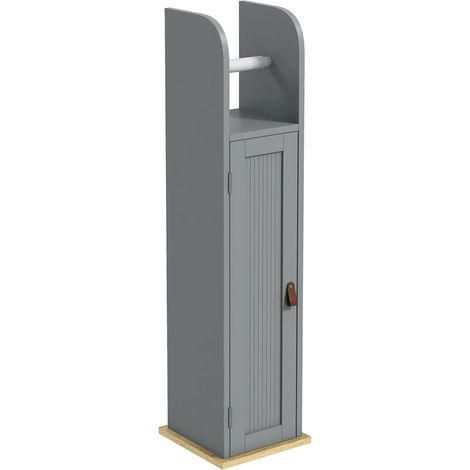 Meuble de salle de bain support papier toilette avec placard et étagères réglables 20 x 20 x 80 cm gris