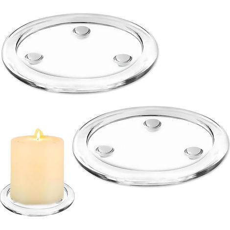 Lot de 2 bougeoirs ronds en verre transparent de 10 cm pour mariage, fête, bougies, cuisine, salle à manger (1/5)