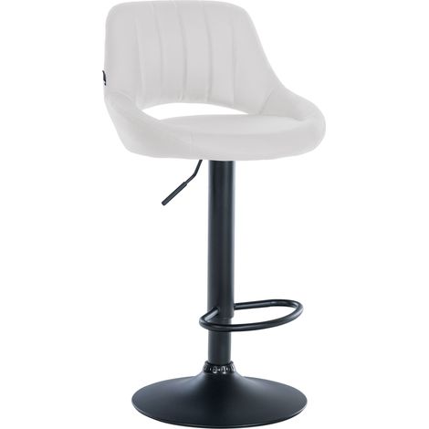 Sgabello da bar/seggiolone regolabile x1 in PVC bianco con schienale traforato e base in metallo nero 100006101