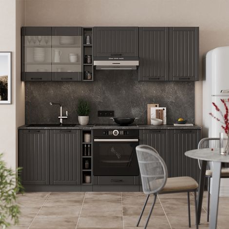Mueble de cocina Fame-Line, Gris oscuro, 235 cm sin encimera, Vicco (1/5)