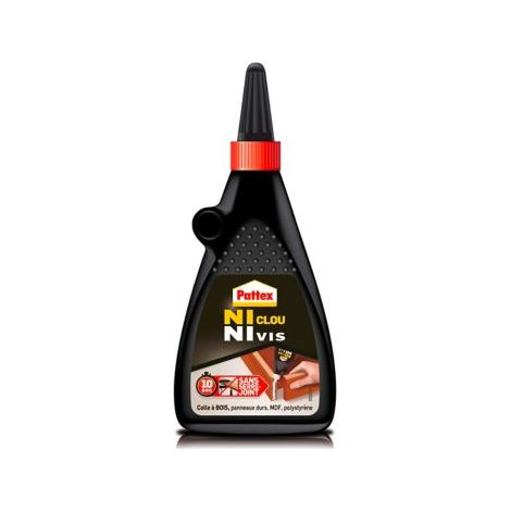 Pattex Ni Clou Ni Vis Colle Liquide - Colle blanche pour bois et autres matériaux - Flacon 200 gr (1/5)