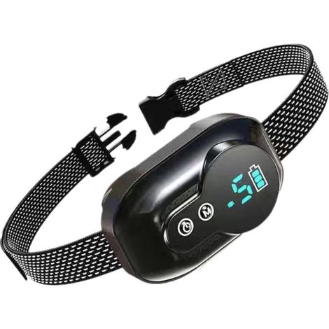 Collier Anti Aboiement Chien Rechargeable - 3 Modes Choc électrique/Vibration/Son Aide au Dressage Inoffensif Automatique - Réglable pour Petit/Moyen/Gros Chien, étanche IP67 Noir (1/5)
