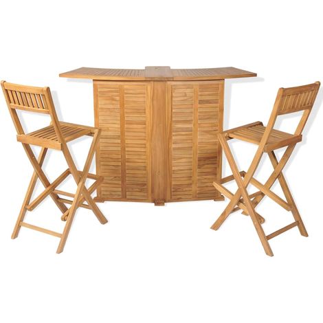 Maison Exclusive - 3-tlg. Bistro-Set mit Klappstühlen Massivholz (1/5)