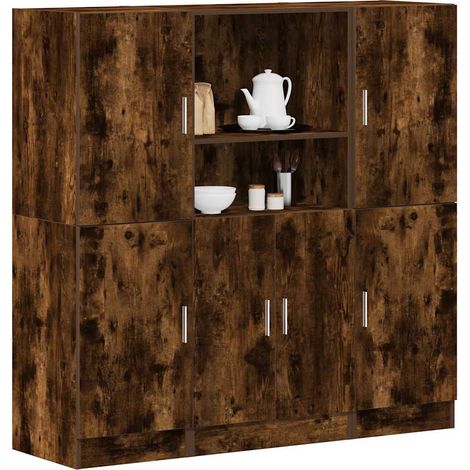 3-tlg. Küchenschrank-Set Räuchereiche Holzwerkstoff