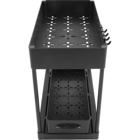 Panier de rangement coulissant sous évier, organisateur pour tiroirs coulissants d'armoire, comptoir, garde-manger, HIPS noir