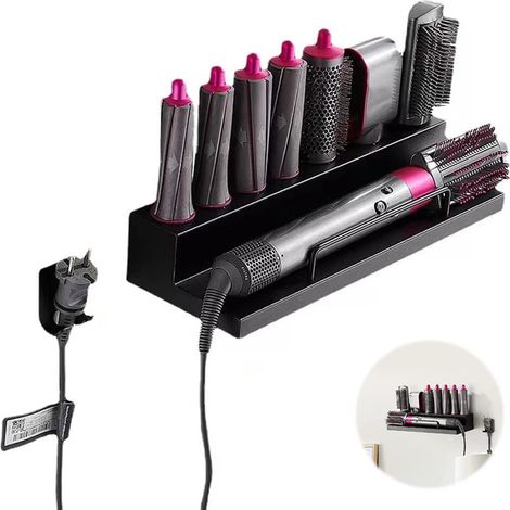 Support de rangement pour Dyson Airwrap avec magnétique, pas de perforation, porte-sèche-cheveux, montage mural pour Dyson Airwrap Styler, fer à friser compatible pour Dyson Airwrap Styler (1/5)