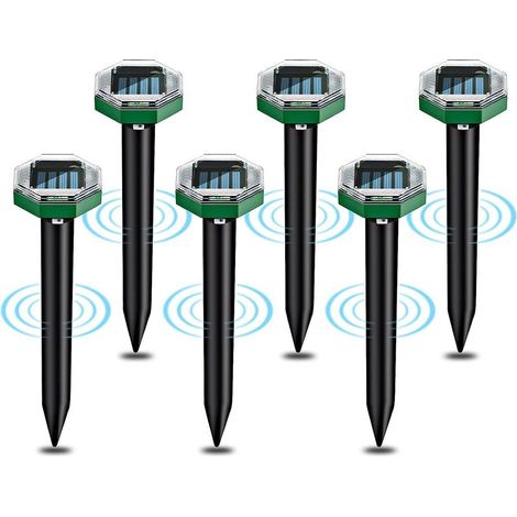 Paquete de 6 repelentes solares para ratones, repelentes solares ultrasónicos para ratones y repelentes ultrasónicos para serpientes, para el control de plagas en el jardín y el césped. (1/3)