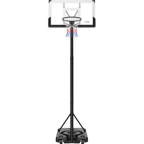VEVOR Soporte de Baloncesto, Aro de Baloncesto Ajustable en Altura hasta 3,05 m, con Ruedas y Tablero de Policarbonato de 1219,2 mm, para Terrazas, Piscinas y Colegios, 1230 x 1670 x 3650 mm (1/5)