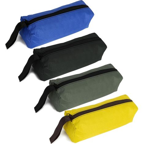 Set mit 4 kleinen Werkzeugtaschen in 4 Farben - Kleine Aufbewahrungstasche mit Reißverschluss - Mini-Werkzeugtasche - Aufbewahrungstasche für Zangen und Schraubenschlüssel