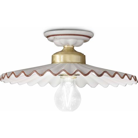 Plafoniera Classica L'Aquila Ottone E Ceramica Decorato Diam. 31Cm Luce E27 (1/5)