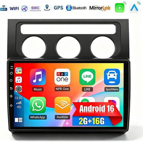 Autoradio Android 16 Pour VW Touran 1T1 1T2 1T3 2003-2010 CarPlay GPS RDS - 2+16G (1/5)
