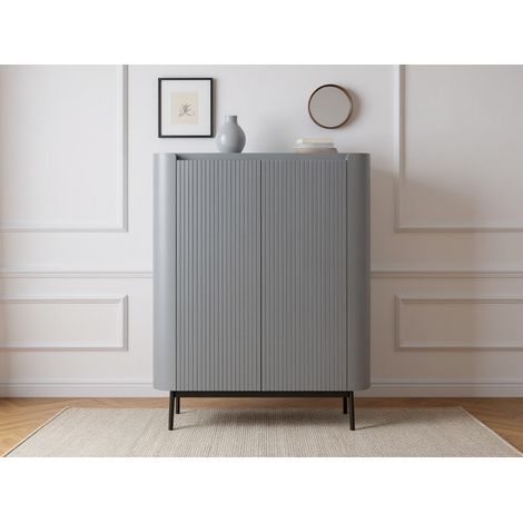 BOBOCHIC - Buffet haut 2 portes 100 cm JAY effet tasseaux Bleu (1/5)