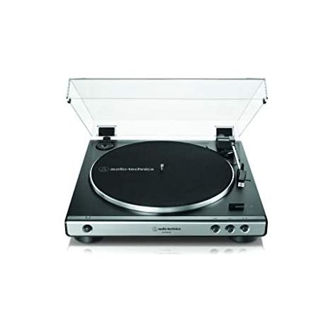 Platine vinyle Audio-Technica AT-LP60XUSB – Entraînement par courroie – Opération complètement automatique – Couleur gris métallisé – Caliber Audio Technology (1/4)