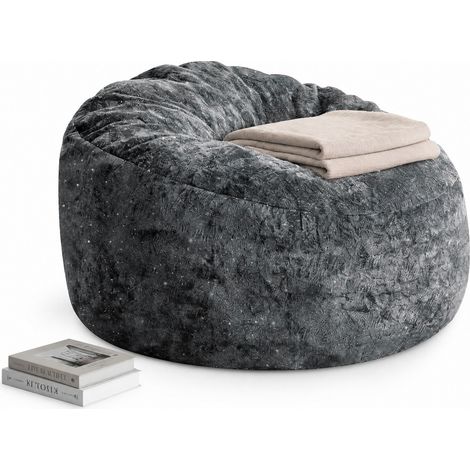 Grauer Bean Bag Sessel mit hohem Rückenlehnen-Design 100 x 98 x 61 cm aus Flanellstoff (1/5)