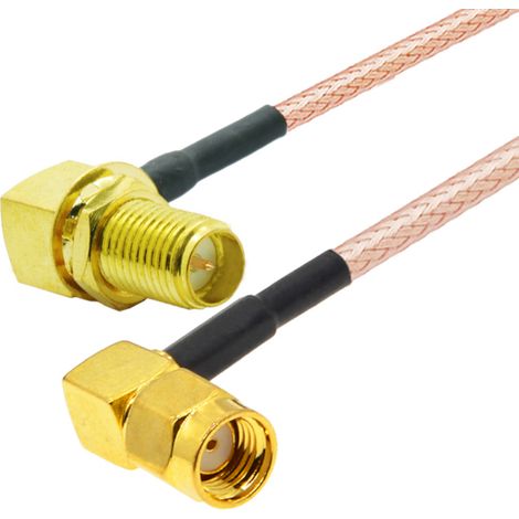 Cavo RG316 con connettore/presa SMA-RP angolato, 50 cm.