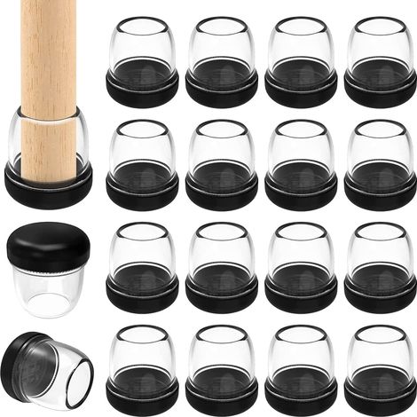 Couvre-Pieds de Chaise 28-36mm, 16 PCS Patins de Chaise pour Tapis de Protection de Pieds de Meuble 1,25 Pouce Rond Transparent Couleur TPE Caoutchouc Souple Hautement Élastique avec Téflon (1/5)