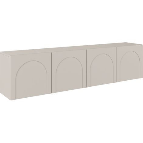 Selsey Arkadia - TV-Lowboard 4-türig mit gefrästen Fronten, Kaschmirgrau 200 cm