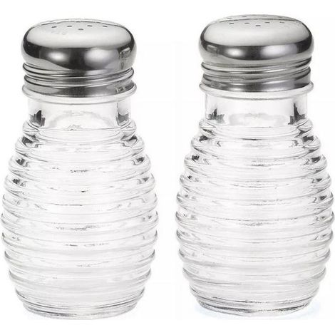 Salières et poivrières en verre en forme de nid d'abeille avec couvercles en acier inoxydable (lot de 2) (1/4)