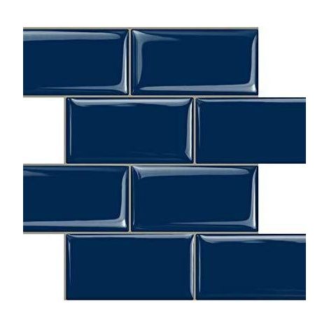 5 azulejos autoadhesivos azules para pared, ideales para salpicaderos de cocina. Azulejos autoadhesivos grandes para cocina y baño, 32 x 27 cm. (1/5)