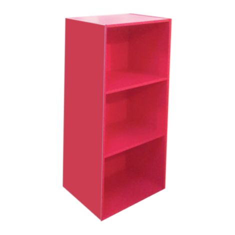 Libreria componibile colorata 3 ripiani in legno rosa magenta per ufficio o cameretta