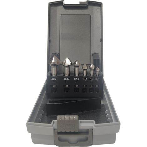 SET FRESE SVASATORI PER TRAPANO 6pz HSS-G 3 TAGLIENTI SVASARE SVASATORE INECO (1/4)