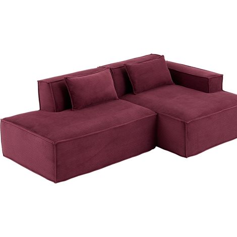 Rotes Stoffsofa 233 cm mit 2 Kissen und Taschenfedern MODENUIT (1/5)