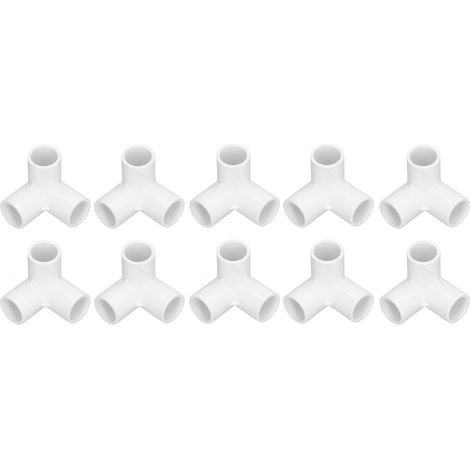 10PCs Raccords de Tuyau PVC 3 Voies Angle Droit en Té, Connecteur Blanc Diamètre Intérieur 20mm (1/5)