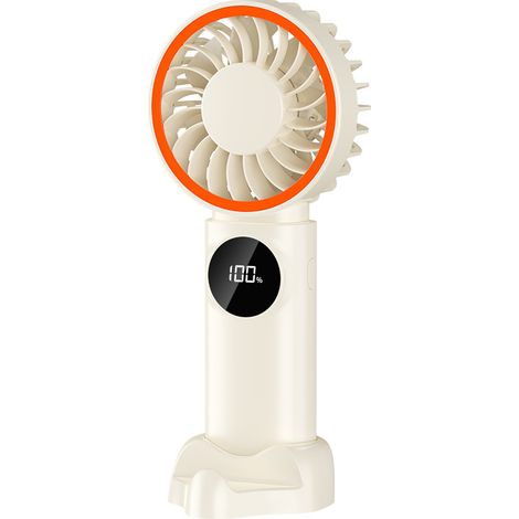 Ventilador portátil - 100 velocidades - Nivel de ruido inferior a 36 decibelios - Dimensiones19 x 9,3 x 3,7 cm - Material HIPS - Beige (1/5)