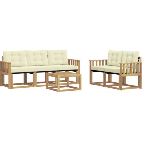Set di divani da esterno con cuscino 6 pcs Bianco e Crema vidaXL