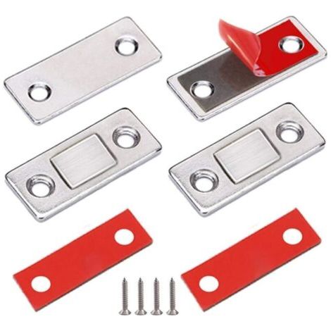 Loquet Magnétique 2 Pièces Très Mince (4.5mm) Aimant Porte Placard Fermeture Adhesive 2kg (1/4)