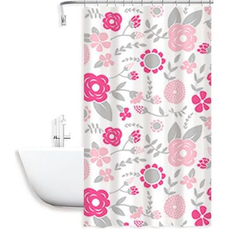 TRADE SHOP - Tenda Doccia Anti Muffa Fiori Impermeabile 180 X 200 Cm Con Anelli Bagno 79222 - (1/2)