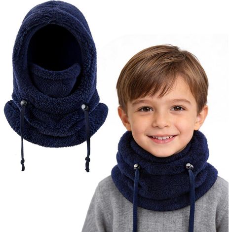 Kinder Sturmhaube Fleece warm winddicht verstellbar 3-10 Jahre Marineblau (1/5)
