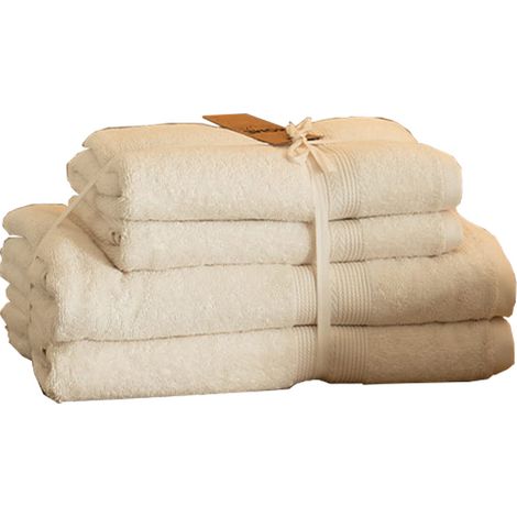 Home Deluxe - Handtuch Set - 4 tlg. SOFT - Hellgrau - Material: 100% Baumwolle I Handtuch Badetuch Duschtuch Set Handtuchset  Handtuch Badetuch Duschtuch Set