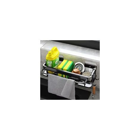 Support Évier Cuisine Multifonction, Organisateur de Douche avec Porte Serviettes et Crochets pour Accessoires de Salle de Bain