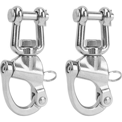 Set di 2 grilli a molla universali ad alta resistenza in acciaio inox 316 a sgancio rapido per sartiame di barche a vela, 128 mm (1/5)
