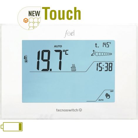 Termostato touchparete FEEL batterie TE035BI Tecnoswitch