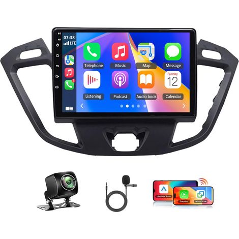 Autoradios 2 DIN pour Ford Transit Custom 2013-2019 4+64G Poste Radio Voiture Bluetooth CarPlay sans Fil Android Auto Écran Tactile Android 14 9 Pouces Stéréo GPS Navigation,WiFi,DSP FM/RDS (1/5)