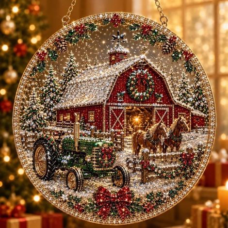 Irovami Attrape-soleil décoratif de Noël rond et créatif en acrylique 2D – Style E (20 cm) (1/5)