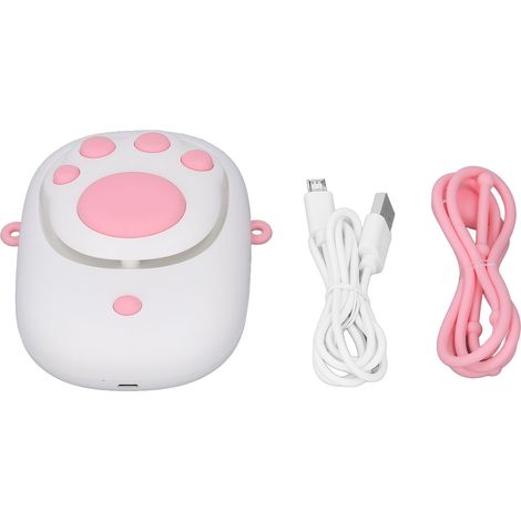 Ventilateur de cou rechargeable pour enfants, forme patte de chat, sans pales, silencieux, portable à suspendre au cou avec support, blanc (1/5)
