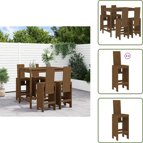 Sgabello da bar - vidaXL Set Bar da Giardino 5 pz ambra in Legno Massello di Pino - Bar in pino
