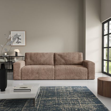 3-Sitzer-Sofa mit Bettkasten und Armlehnen Angela Hellbraun