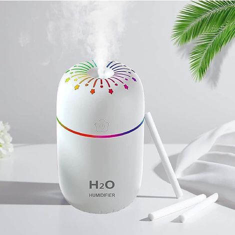 Lntyq Tragbare Luftbefeuchter für Schlafzimmer, kleiner Luftbefeuchter – 300 ml Luftbefeuchter mit kühlem Nebel für Pflanzen, Mini-Raumbefeuchter für Schlafzimmer – Weiß (1/5)
