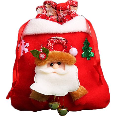 10 Sachet à bonbons, forme pomme, tissu doux, réutilisable, décoration sapin de Noël (1/5)
