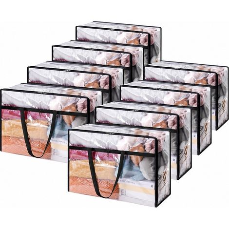 Sacs de rangement transparents pour couettes, grande capacité, en PVC imperméable, pour déménagement en résidence étudiante, 40 L (60 L) x 8 pièces (1/5)